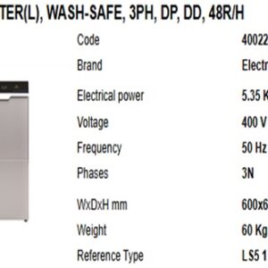 400220-UNDERCOUNTER(L), WASH-SAFE, 3PH, DP, DD, 48R/H