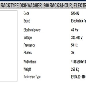 520422-SINGLE RINSE RACKTYPE DISHWASHER